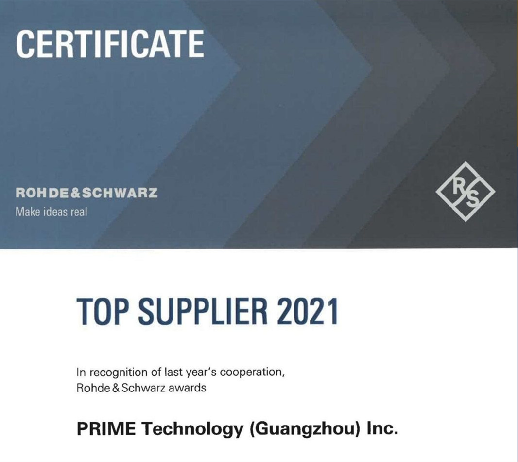3CEMS Group Prime Technology received Top Supplier 2021 Award from R&S